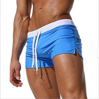Schnelltrocknende Badeshorts Herren kurz mit Kordelzug in Hellblau