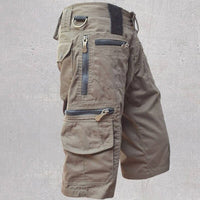 Herren-Bermudashorts mit Reißverschlusstaschen für die Freizeit im Freien in Hellbraun