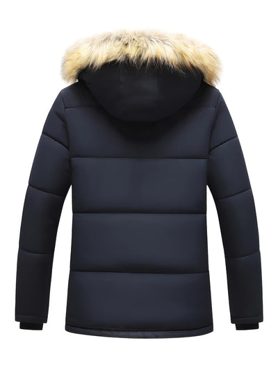 Lässige Kapuzen-Polyester-Winterjacke für Herren | Ideal für den Winter