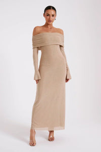 Astella - Paillettenkleid in Beige