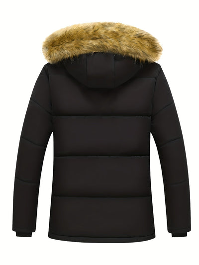 Lässige Kapuzen-Polyester-Winterjacke für Herren | Ideal für den Winter