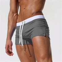 Schnelltrocknende Badeshorts Herren kurz mit Kordelzug in Grau