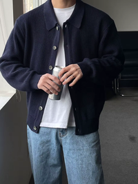 RAYDEN – DER SLIM-FIT-CARDIGAN IM STREETWEAR-LOOK FÜR MODERNE MÄNNER in Blau
