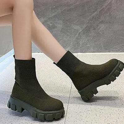 Lässige Strick- und Vegan Leder Stiefeletten für Damen | Ideal für das tägliche Tragen