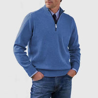 Ben | Modischer Warmer Pullover Mit Halbem Reißverschluss in Blau