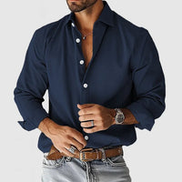 Adrian | Herren Hemd Klassisch Elegant Business Casual Zeitlos Stil in Marine