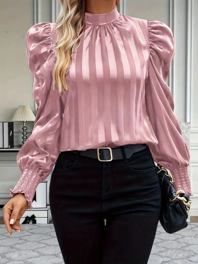 Browsmith® | Bluse mit Stehkragen und Puffärmeln