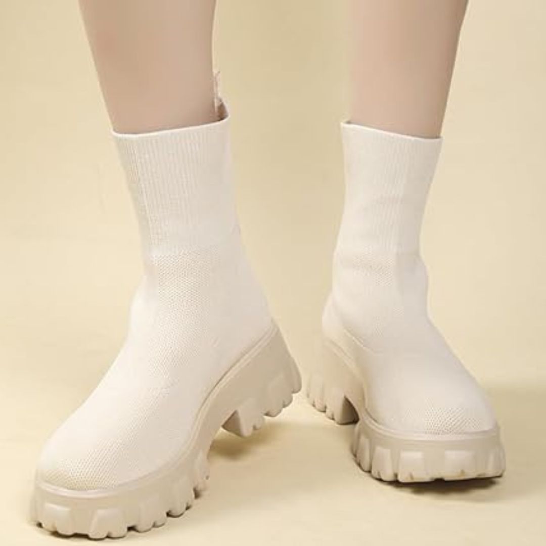 Lässige Strick- und Vegan Leder Stiefeletten für Damen | Ideal für das tägliche Tragen