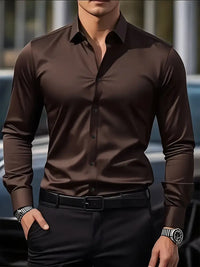 Luca | Herren Business Hemd Klassisch Langarm Elegant Büro Zeitlos in Kaffee
