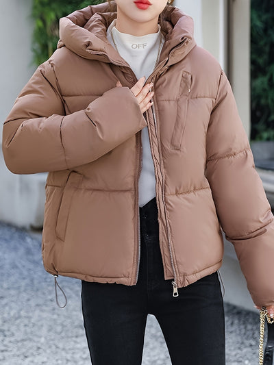 Elegante Braune Casual Polyester Gepolsterte Winterjacke für Damen | Ideal für den Winter