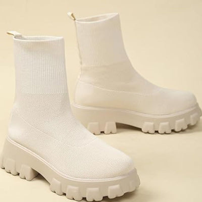 Lässige Strick- und Vegan Leder Stiefeletten für Damen | Ideal für das tägliche Tragen