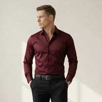 Florian | Herren Hemd Bügelfreis Slim Fit Langarm Einfarbig Business in Rot