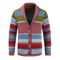 James | Herren gestreifter Cardigan mit Knöpfen in Pink