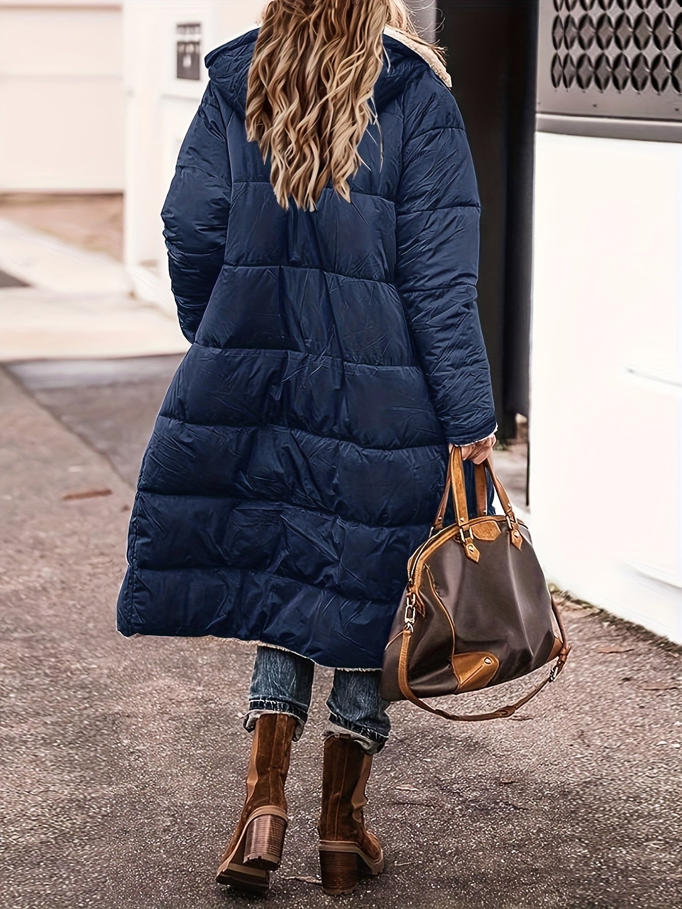 Elegante Lange Fleece Stepp Winterjacke für Damen | Ideal für den Winter