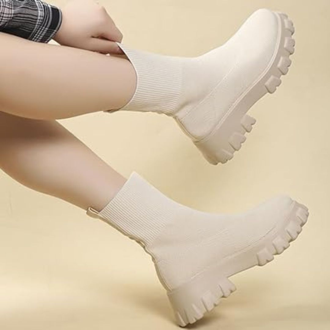 Lässige Strick- und Vegan Leder Stiefeletten für Damen | Ideal für das tägliche Tragen