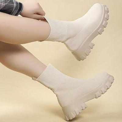 Lässige Strick- und Vegan Leder Stiefeletten für Damen | Ideal für das tägliche Tragen