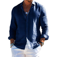 Félicien - Angenehmes langärmeliges Poloshirt in Marineblau
