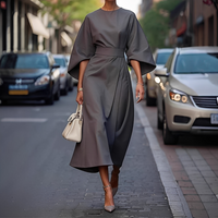 Lauriane - Stilvolles Damenkleid mit Laternenärmeln in Grau