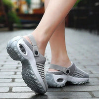 Henrike - Damen Slip-On Sneaker mit Mesh und Riemen in Grau