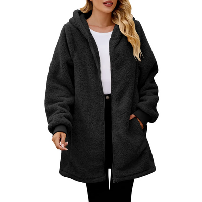 Warme Teddyjacke Damen mit Taschen und lockerer Passform