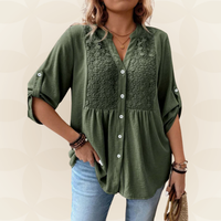 RENATE – Bluse Mit V Ausschnitt Und Knöpfen in Grün