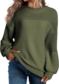 Neva - Damen-Strickpullover – Weicher Oversize-Pullover im Minimalistischen Stil in Armeegrün