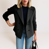 Martine™ | Elegante Jacke mit Strickärmeln in Schwarz