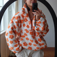 Daisy | Fleece Varm Bloom in Orange-Weiß