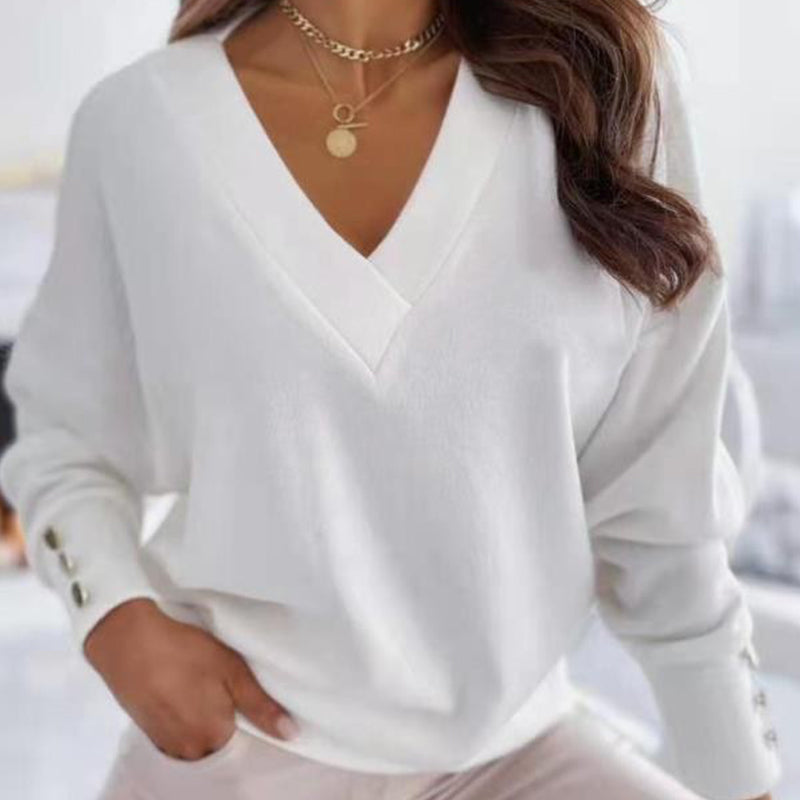 Baumwollpullover mit V-Ausschnitt für Damen | Ideal für den Winter