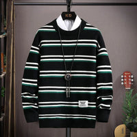 Pinet - Moderner Pullover Herren Weichgestrickt für Herbst und Winter Vielseitig und Gemütlich in Schwarz gestreift