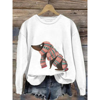 Damen Sweatshirt mit Rundhalsausschnitt und langen Ärmeln in Weiß B