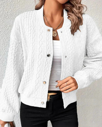 HELENE – Damen-Pulloverjacke – Elegante Strickjacke im Stilvollen Design in Weiß