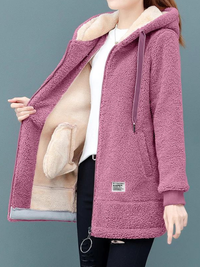 Adalyn - Fleece-Kapuzenjacke in Rosa