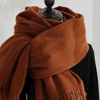 Designer-Schal mit Quasten | Warmer und weicher Kaschmir in Braun