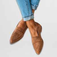 Magdalena | Damen Wildleder Loafer Spitz Frühling Elegant Komfort in Khaki