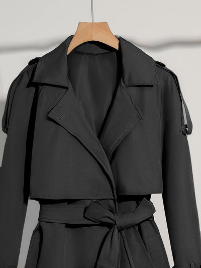 Latina | Damen Langer Doppelknopf-Trenchcoat mit Taillengürtel – Elegante Passform
