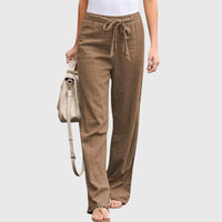 Amalia | Damen Hose Leicht Modern Chic Elegant Alltag Business in Braun