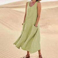 Tina™ - Sommer Leinenkleid in Grün