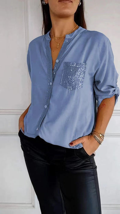 Bubnash® | Glitzerbluse mit Paillettentasche