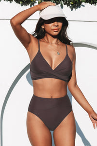 Rachelle Bikini-Set mit hohem Bund in Dunkelbraun