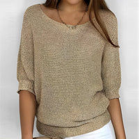 Leonie - Moderner Pullover mit Rundhalsausschnitt in Khaki