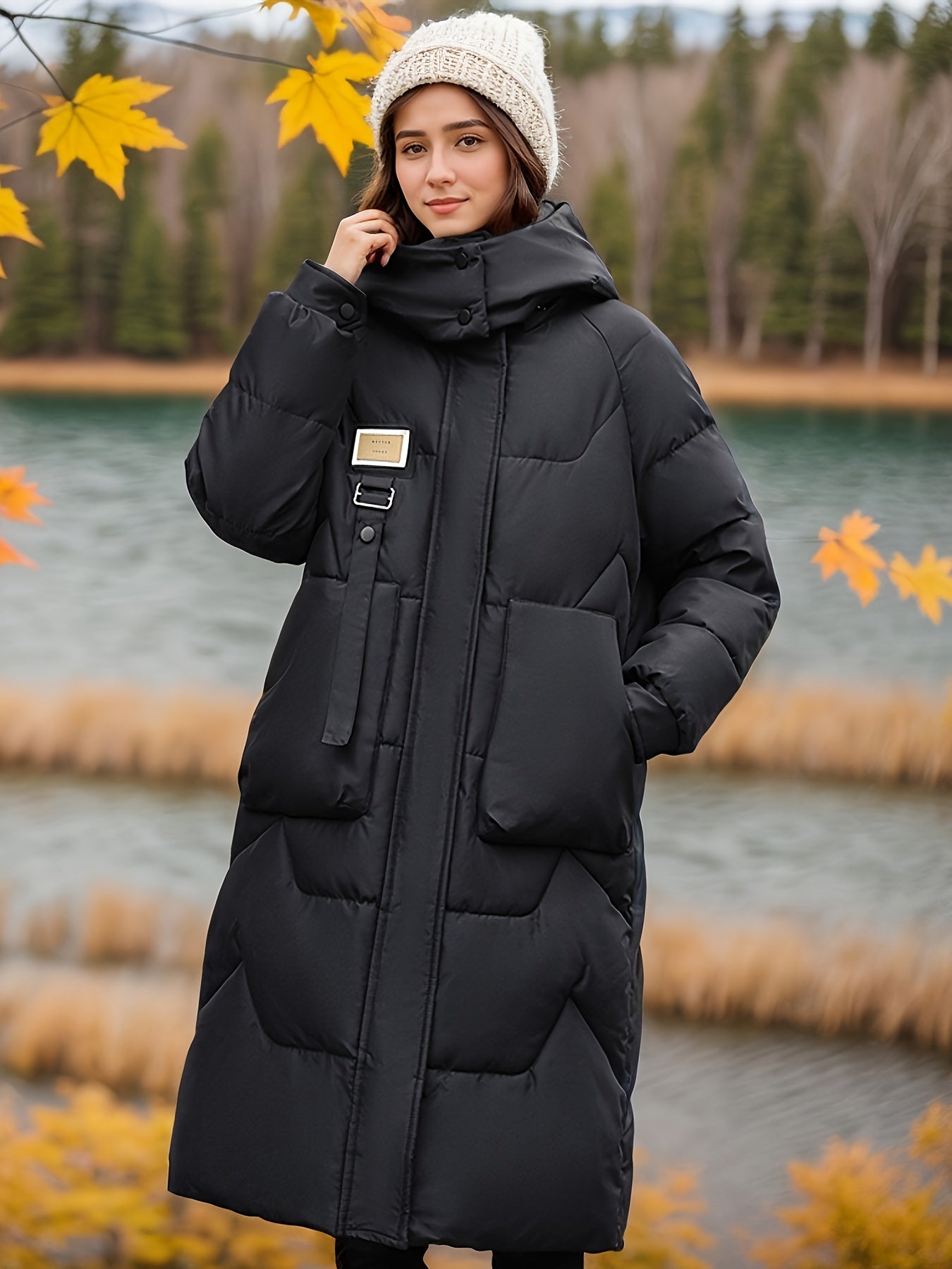 Casual Kapuzen Wintermantel mit Reissverschluss und Knopf für Damen | Ideal für den Winter