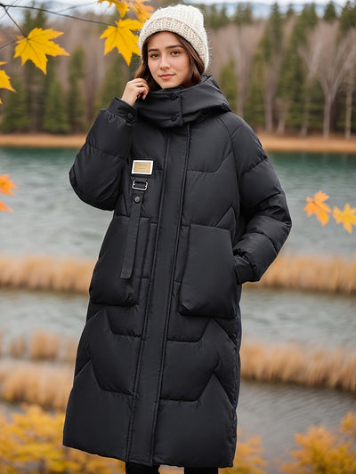 Casual Kapuzen Wintermantel mit Reissverschluss und Knopf für Damen | Ideal für den Winter