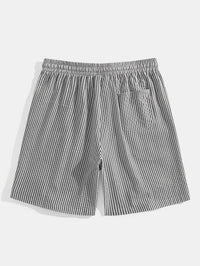 Herren Casual Elastisch Taille Gestreift Sommer Shorts in Grau