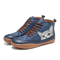 Fenna -  Leder-Stiefeletten Für Katzenliebhaber in Blau