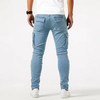 VINCENT – Stretch-Cargo-Jeans für Herren in Blau