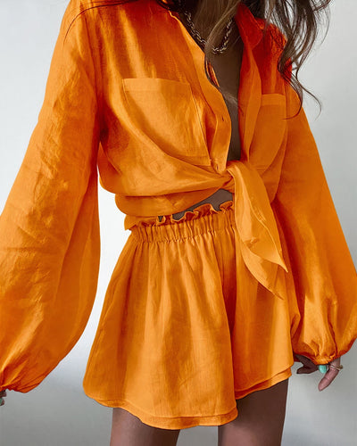 Sommer-Blusen- und Shorts-Set für Damen