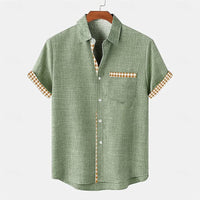 Jhon | Herren hemd Kurzarm Gingham-Kontrast Sommer in Grün