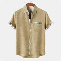 Jhon | Herren hemd Kurzarm Gingham-Kontrast Sommer in Khaki