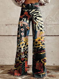 Josie | Damen Schlaghose Blumenmuster Romantic Retro Boho Trend in Abstrakt